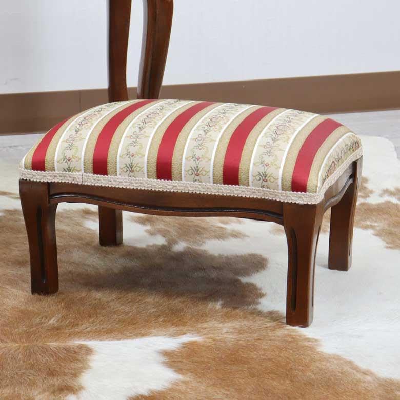 イタリア製 フットスツール レッドストライプ オットマン 補助椅子