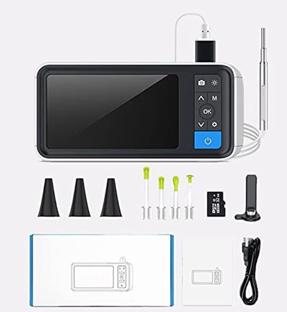 Otoscopio Digital, Endoscopio De Examen del Canal Auditivo Y Nasal, Lente De 3.9 mm, Pantalla De 4.5 Pulgadas, con 6 Luces LED, Adecuado para Adultos, Niños Y Mascotas, gaoyun-1001