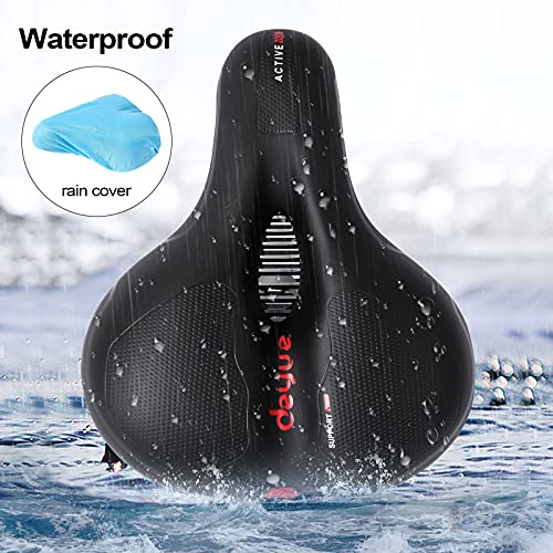 Fahrradsattel – Memory Foam Sattel mit Regencover - ergonomisches Hollow Design – mit Reflektorband für das Bein (Schwarz) - Image 4