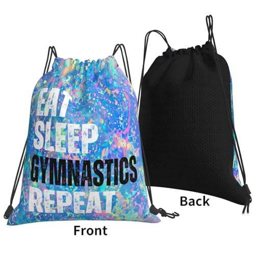 Eat Sleep Gymnastics Repeat Drawstring Backpack Gym String Bag Sports Drawstring Sackpack For Women Men2