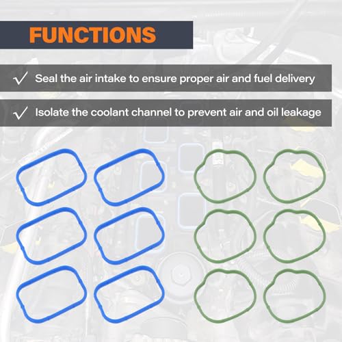 Image of MS97204 MS97205 Intake Manifold Gasket Set Compatible with 3.6L Jeep Wrangler Grand Cherokee, Chrysler 200 300, Dodge Challenger Charger Durango, Ram 1500 (2011-2020)