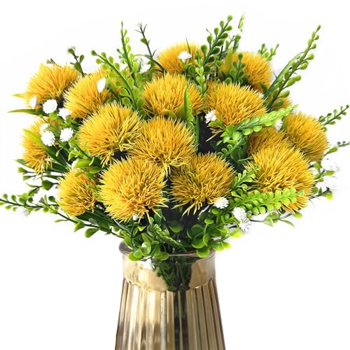 CATTREE Artificial Dandelion Plants, Plastic Flowers Shrubs Bushes Fake Grass