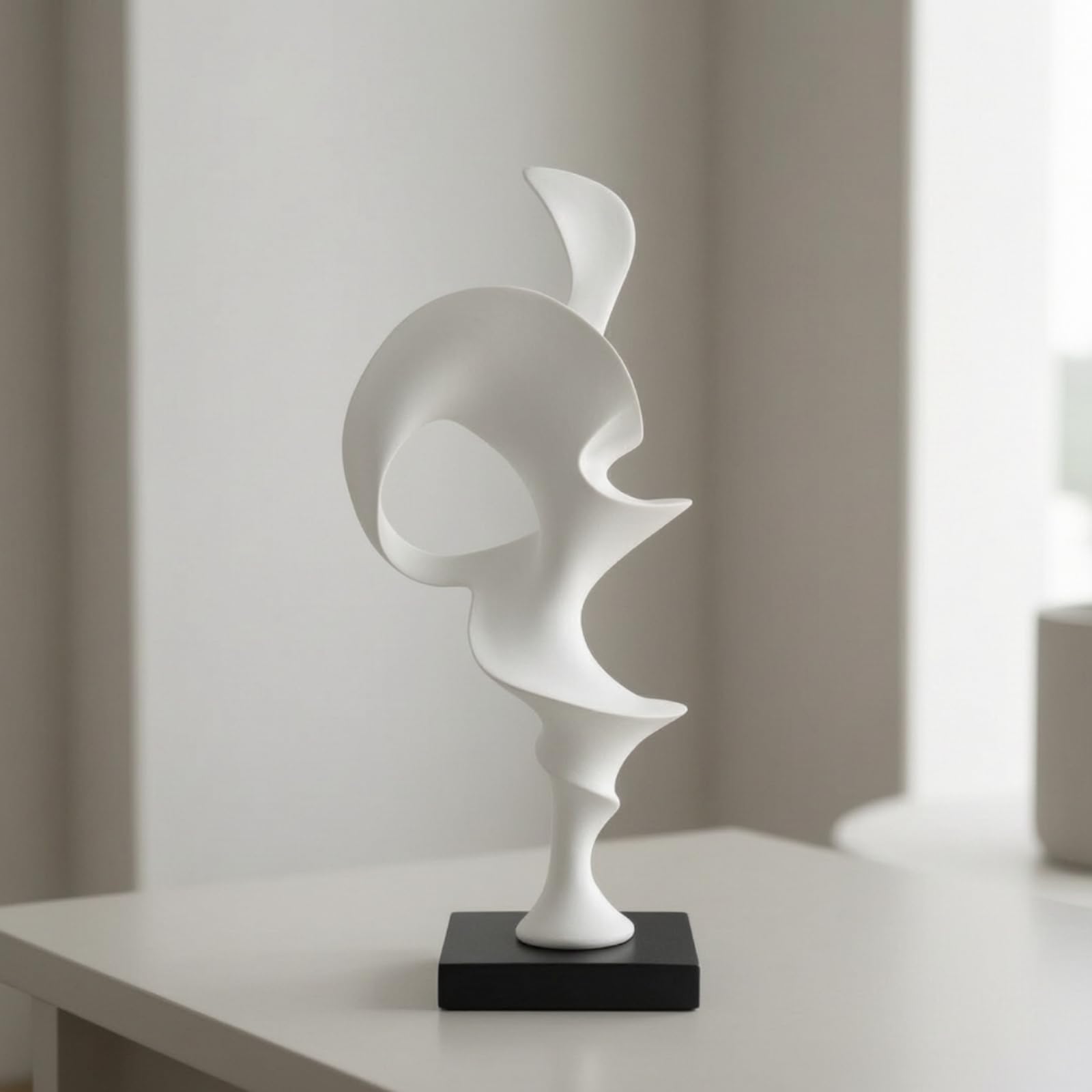 F Fityle Escultura con Líneas Orgánicas Abstracto Escultura Mesa Figura corativa con Base para Salón, Recibidor, Oficina
