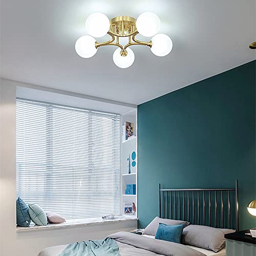 Chandelier 5 lights globe luminaire chaleureux pour salon familial