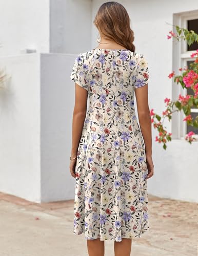 Image of ZEAGOO Womens Casual Dresses for Summer Short Sleeve Flare Midi Dress Loose Flowy Beach Sundress