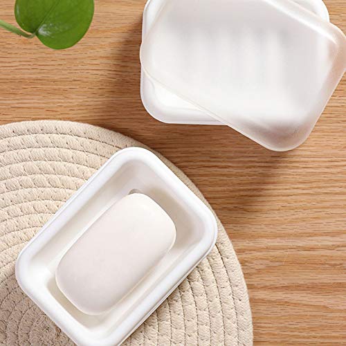 Jabonera Jabonera Material PP+ABS Tamaño de Almacenamiento 13,5 * 9,6 cm Gran Capacidad Doble Drenaje A Prueba de Polvo con Tapa