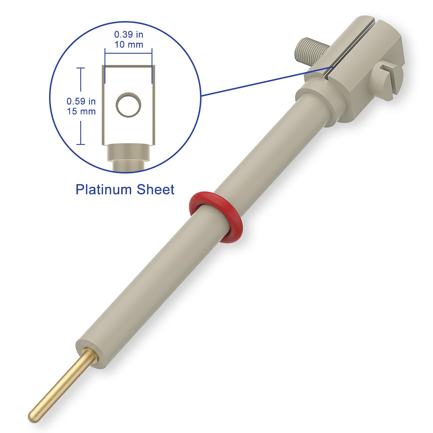 Labasics Soporte de Electrodo de Platino con Hoja de 10x15mm, Pureza 99.99%, Carcasa Peek Resistente a Alta Temperatura, para Experimentos Electroquímicos y Aplicaciones de Laboratorio