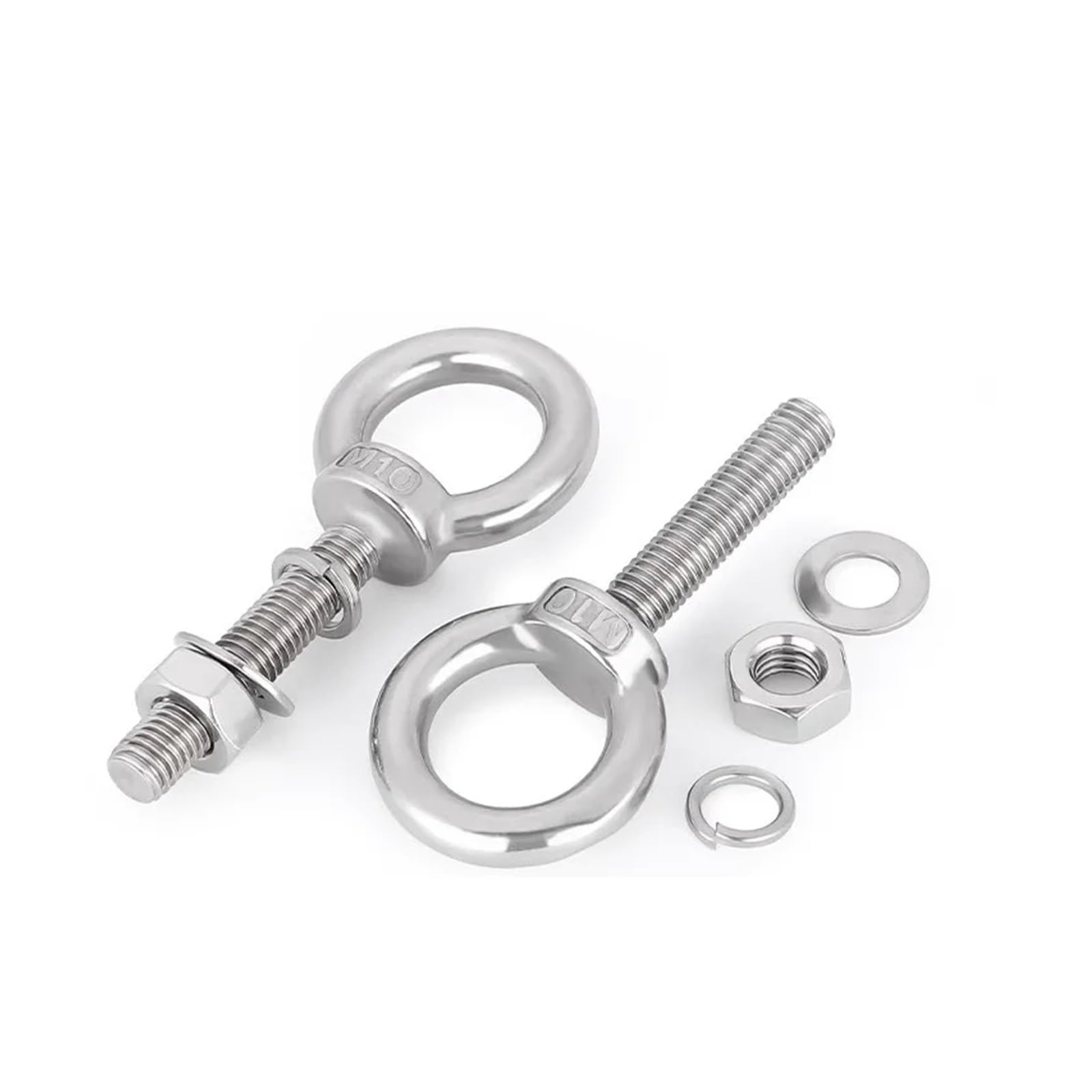 Pernos de Ojo Juego de tornillos for cáncamos elevación marinos acero inoxidable 304 M10 M12 M14 M16 M18 M20 M22 M24 M27 M30 con tuerca y arandela