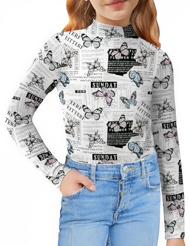 Image of Arshiner Girls Long Sleeve Mock Turtleneck Shirts Slim Fit Base Layer Top