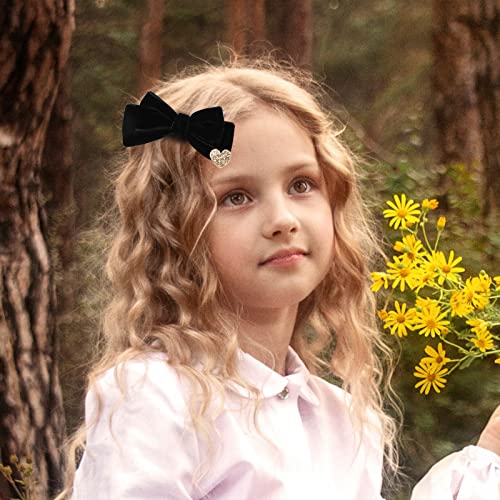 Black Velvet Hair Bows Cute Christmas Valentine School Hair Clips Handmade New Year Hair Accessories For Kids Girls Infants Toddler Headdress #TOP3