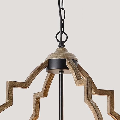 Miniatura 4 de SYLEEN 4 candelabros ligeros de granja para comedor, lámparas de vestíbulo grandes de 21.6 pulgadas, lámpara de madera envejecida para entrada, mesa