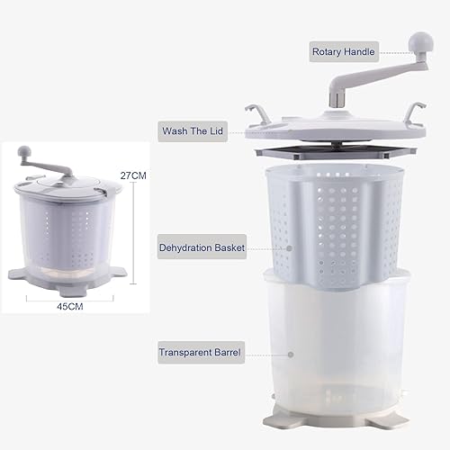 Miniatura 2 de Lavadora manual portátil no eléctrica Spin Dryer Combo, Mini lavadora de mano Lavandería Spinner, Ropa compacta Ropa interior Calcetín Lavadora