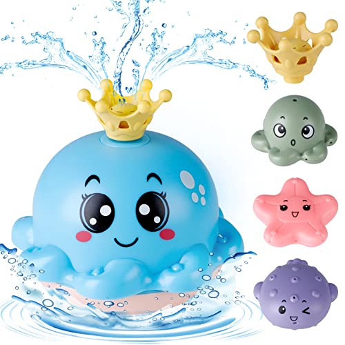Baby Bath Toy With 4 Water Spray Modes,Toyofun,Light Up Octopus Tub Toys For Toddler Kids,Auto-Rotating Toddlers Bathtub Toys For Boys Girls With Ocean Animals/Fountain Sprinkler/Flashing Colorful Led #TOP29