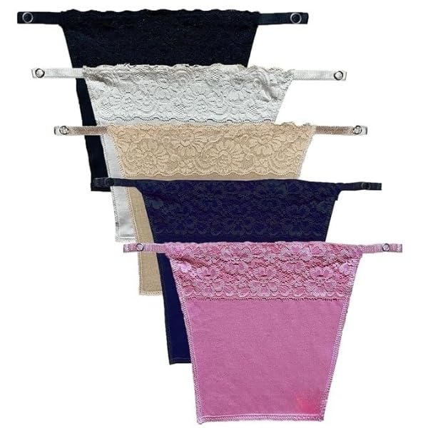 vikimo Women's Cotton Clip on Mock Lace Cami Secret Camisole Deep Neck Cover Up Inner Slip Free Size Pack of 5pc-picture-40
