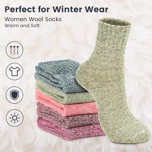 Premillow Wool Socks for Women - Womens Wool Socks Winter Sock for Women Men Warm Thick Knit Soft Vintage Casual Crew Sock4