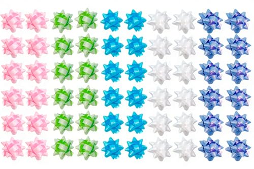 60pcs 2 Small Gift Bow for Presents Multicolor Small Star Bow for Gift Box Christmas Parties Birthdays Wedding Holidays etc