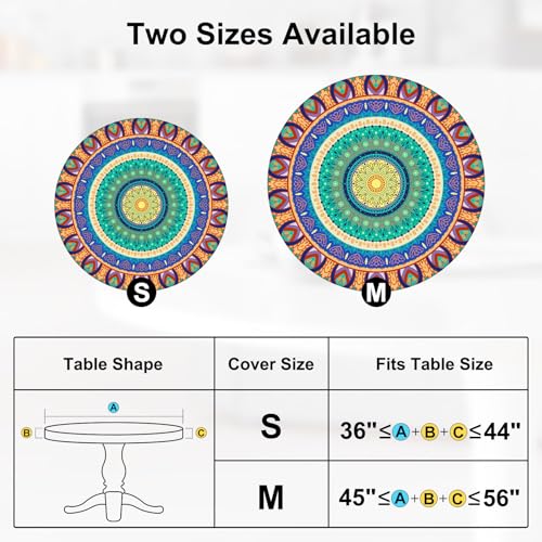 MHJY Round Tablecloth Fitted Elastic Table Cover Waterproof Table Cloth for Dinner, Party, Picnic,Camping, Round Table Cover for Indoor Outdoor by MHJY - Image 5