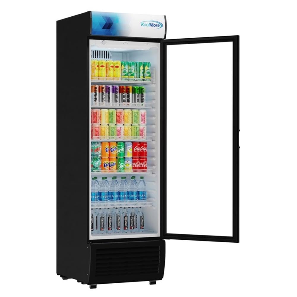 Pemberly Row 26" Commercial Merchandiser Refrigerator, 15 Cu. Ft. Capacity, Black Finish, Glass Door, Adjustable Shelves, LED Lighting, Frost-Free, Energy Efficient, Freestanding Retail Display Fridge on Fridge.com - View 4