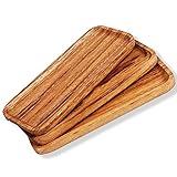 Wooden Serving Tray And Platters Dishwasher SAFE Set of 3 Unfinished Wooden Platters Party Plates Bar Plate Wooden TV Trays Fruit Serving Food Board Comfortable Easy Handling