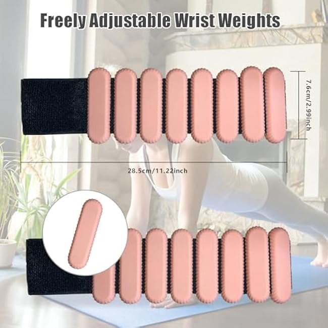 Ankle Weights for Women Men, Adjustable Wrist Weighted Bracelet for Home Gym Workout, Walking, Running, Travel, Pilate, Yoga, Exercise,Barre,Strength Training. Set of 2 (1Lb Each)