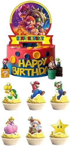 25 piezas de decoración de pastel temático de súper hermano, decoración de pastel de feliz cumpleaños para niños, niñas, niños, adolescentes,