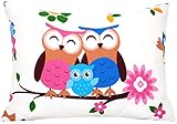 Comfy Turtles Cotton Toddler Pillowcase 13 x 18 Owl - Small Pillowcases for Travel Pillows, Owl Pillow Cases, Crib Pillows Protector for Toddler - Owls Family