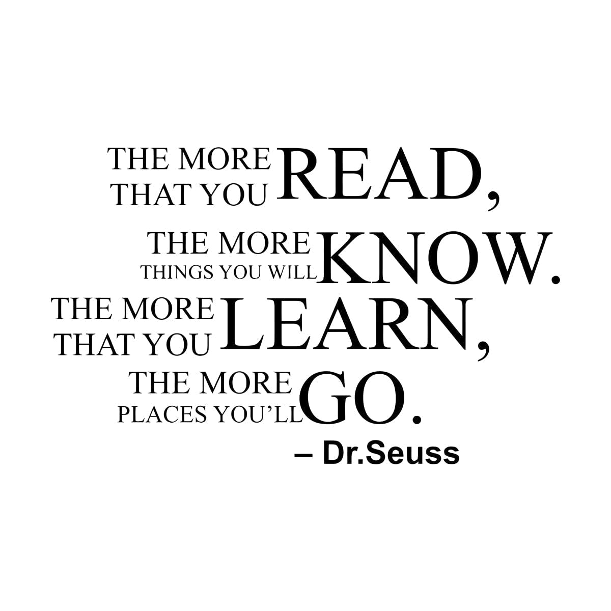 Lzhouting Wall Stickers 0219 Dr Seuss Quote Motivational Wall Decal Office Vinyl Wall Sticker For Book Room Home Decor Read Learn Quotes Wall Decals Small - 35X57cm