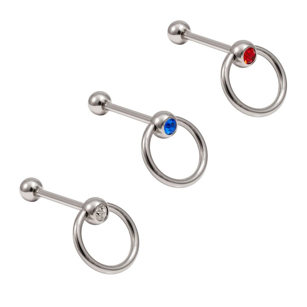 BodyJewelryOnlineTongue Ring 14G Door Knocker Patriot Surgical Steel CZ Jewel - 3 Pack