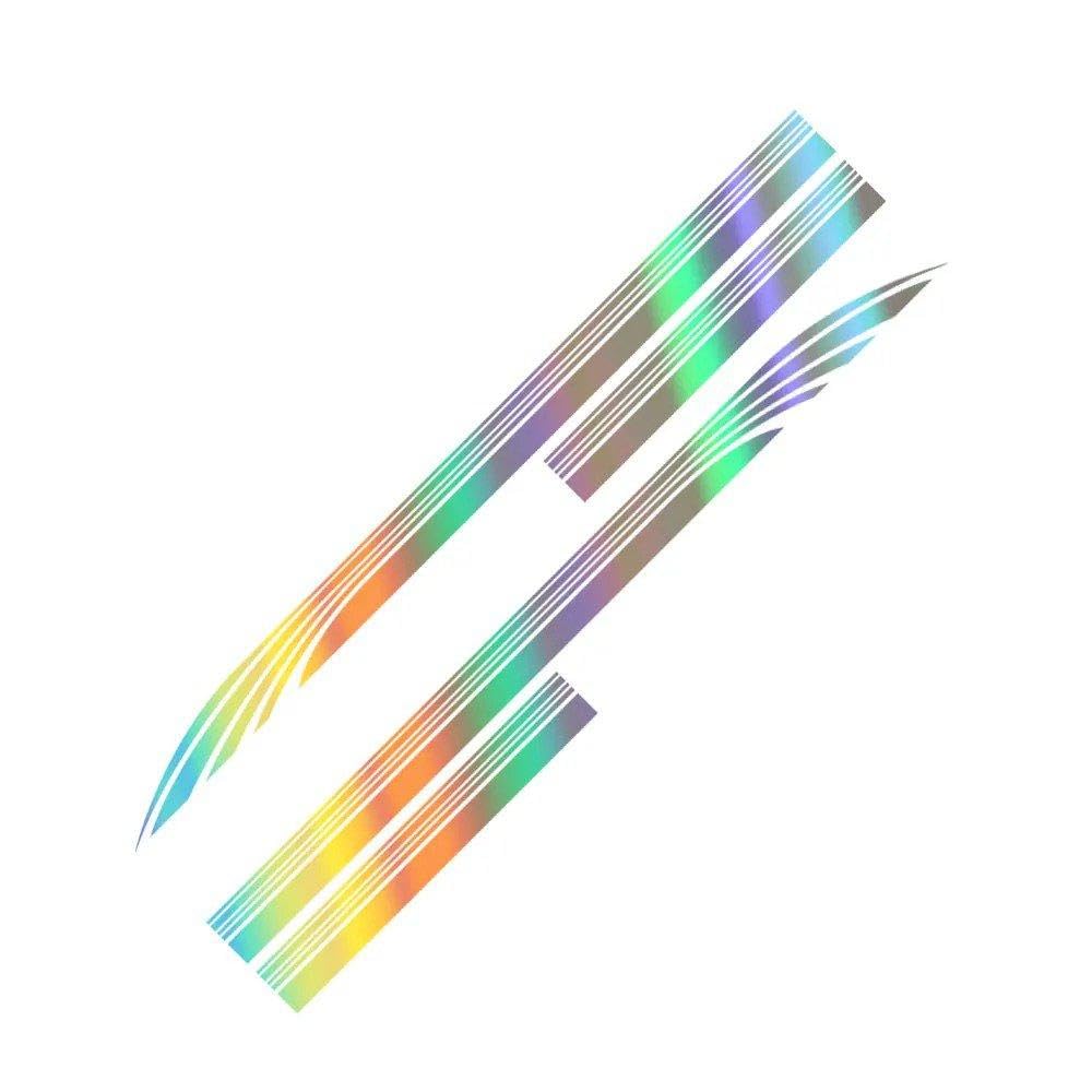 Dabhuoc Colorful Laser Car Stickers Door Side Skirt Decals Sport Stripes Decoration Vinyl Film Tuning For Hiace(Colorful Laser)