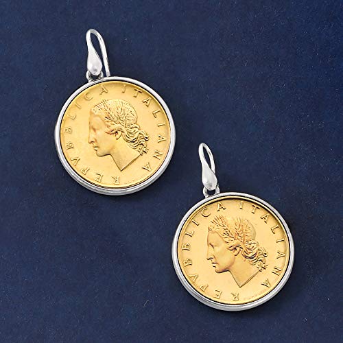 Ross-Simons Italian Genuine 20-Lira Coin Drop Earrings in Sterling Silver4
