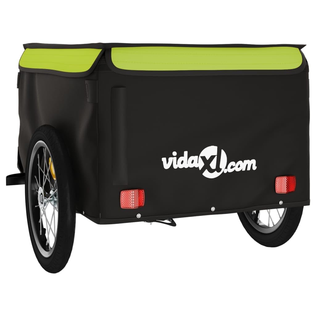 Remolque de bicicleta negro y naranja de hierro con capacidad de carga, 120 x 54 x, bandera de seguridad, plegable para transporte de equipaje, perro, niño y excursiones al aire libre