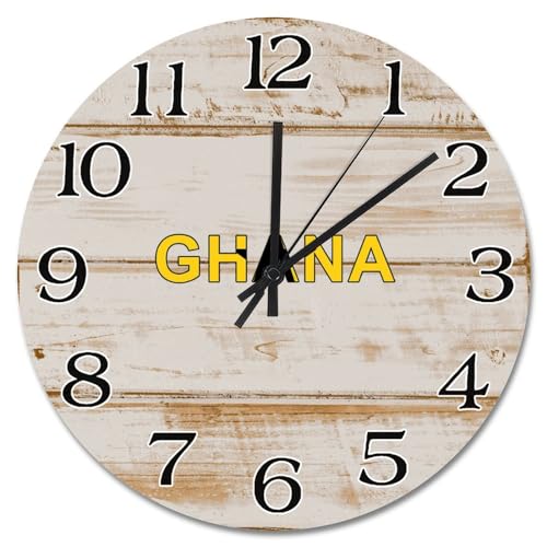 Horloge murale en bois Ghana pour déco de cuisine et de ferme