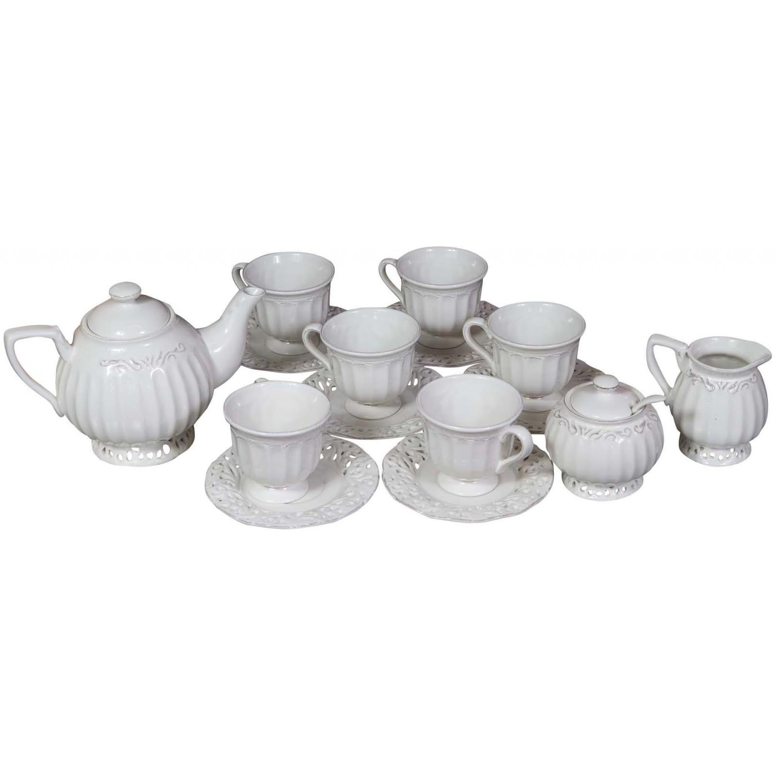 Biscottini Set da 2 Servizio da caffè 30 Pezzi in Porcellana Bianca - Servisio da tè per la casa