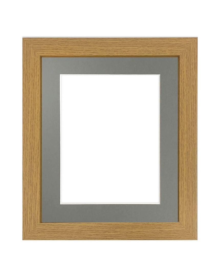 FRAMES BY POST Studio Oak Picture Photo Frame with Dark Grey Mount 30 x 40 CM for Image Size 12 x 8 Inch