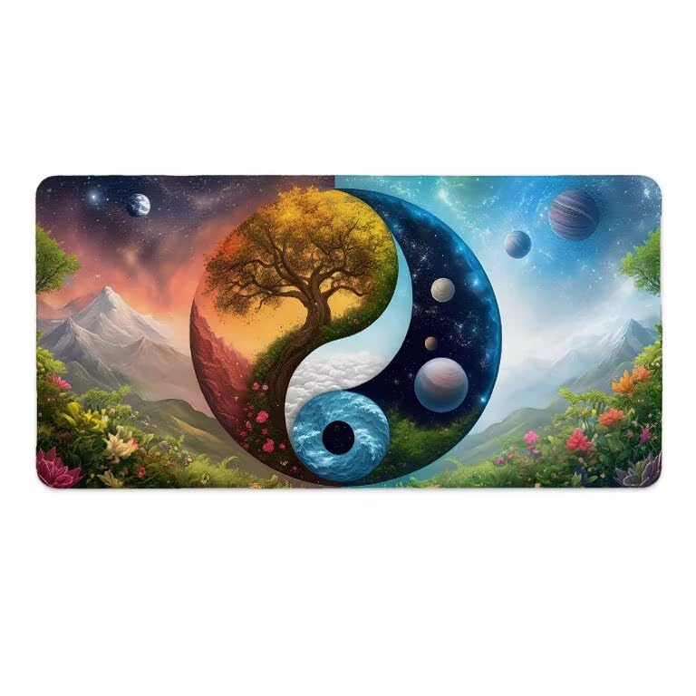 Tappetino Mouse Gaming XXL 1600 x 800 mm Tappetino Antiscivolo Sottomano Da Scrivania Per Mouse e Tastiera, Con Base In Gomma Antiscivolo, Lavabile, Mouse Pad Albero della vita, Regalo per Uomo L-867