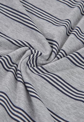 El Búho Nocturno Mens Pajama Set Long Sleeve Knit Premium Striped Pajama Set for Men, 85% Cotton, 15% Viscose, Grey 5590, M 5