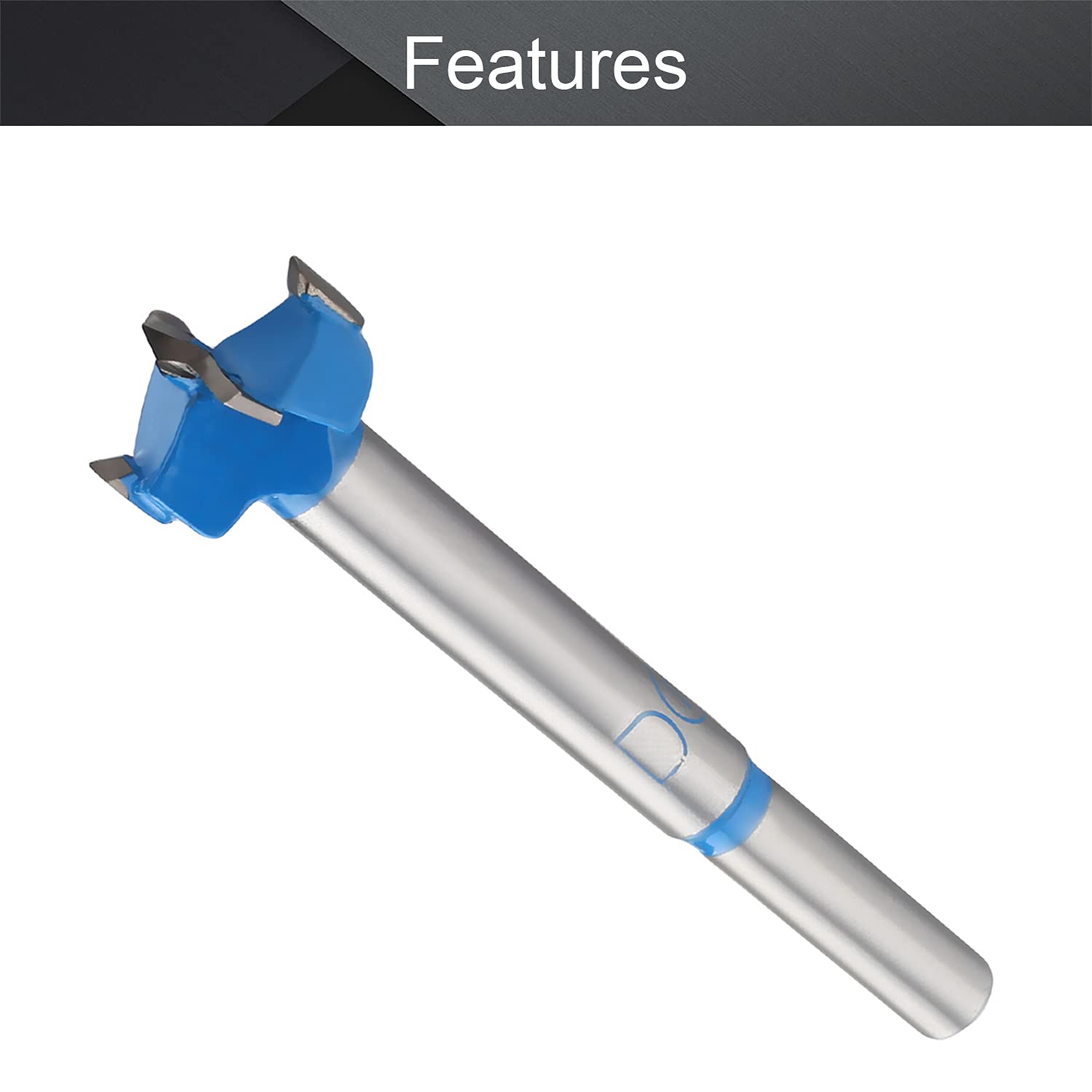 Utoolmart Forstner Drill Bits, 18mm Cemented Carbide Wood Cutter Tool, Round Shank Woodworking Hole Saw Cutter, 80mm Length Woodworking Hole Boring Bit, Blue