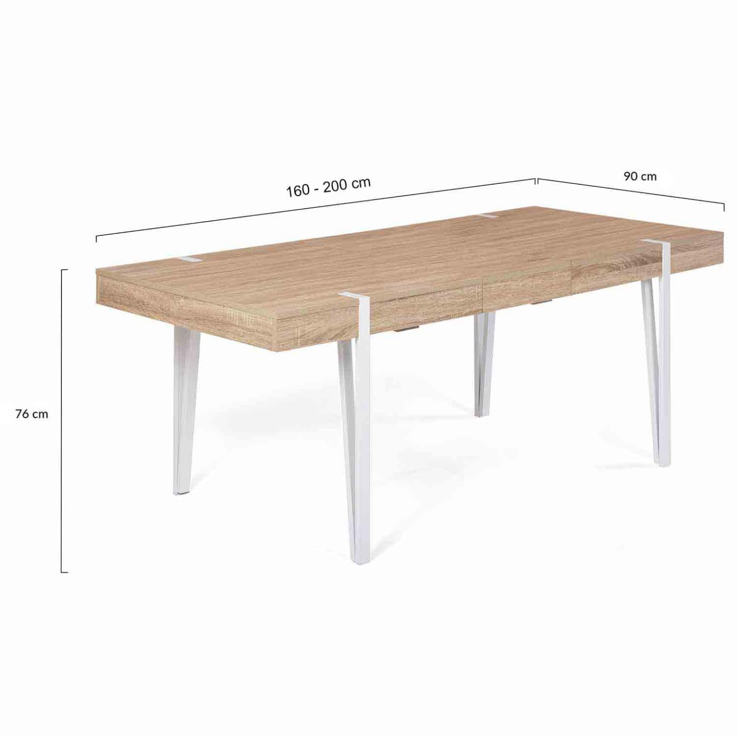 IDMarket - Mesa de comedor extensible rectangular Austria 6-10 personas de madera con pedestal blanco 160-200 cm