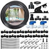 GOTGELIF Misters for Outside Patio, Misting Cooling System 50FT (15M) Misting Line 12 Brass Mist Nozzles with a Faucet Adapters(3/4