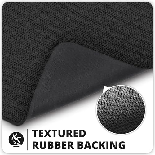 Image of Bosap Toilet Rugs U Shaped Bathroom Rug,Machine Washable Non Slip Quick Dry Super Absorbent Ultra Thin Toilet Mats for Bathroom Toilet.Black,1'8 inchx2'(20x24inch)