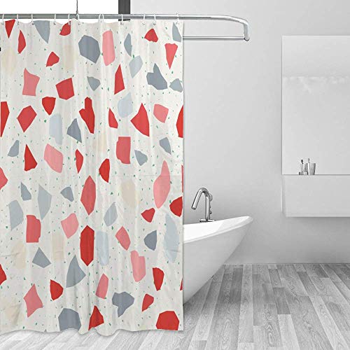 Rideau de douche en polyester de qualité supérieure motif Terrazzo avec œillets renforcés