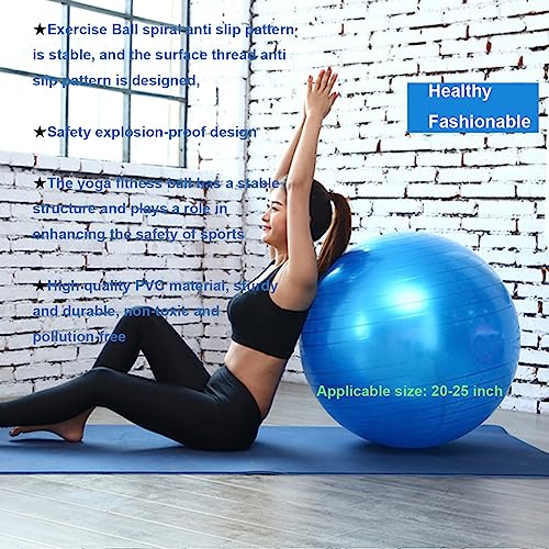 Image of Exercise Yoga Ball, Explosion-Proof Stability Ball(25in /65cm) with Pump, Elastic Birthing Balance Balls for Fitness /Balance /Workout /Physical Therapy /Gymnastics Train -Blue