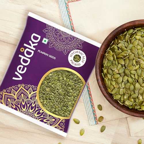 Image of Amazon Brand - Vedaka Raw Pumpkin Seeds | 500 g | Source Magnesium and Potassium | Gluten Free | Daily Crunchy Snacks | Hygienically packed