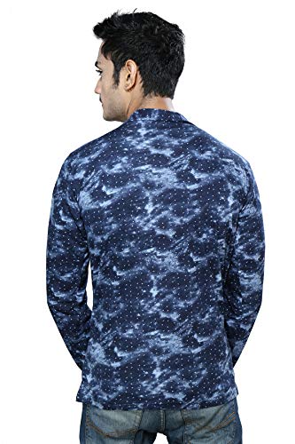 Image of Boy's Cotton White Printed T-Shirt with Blue Jacket Shrug