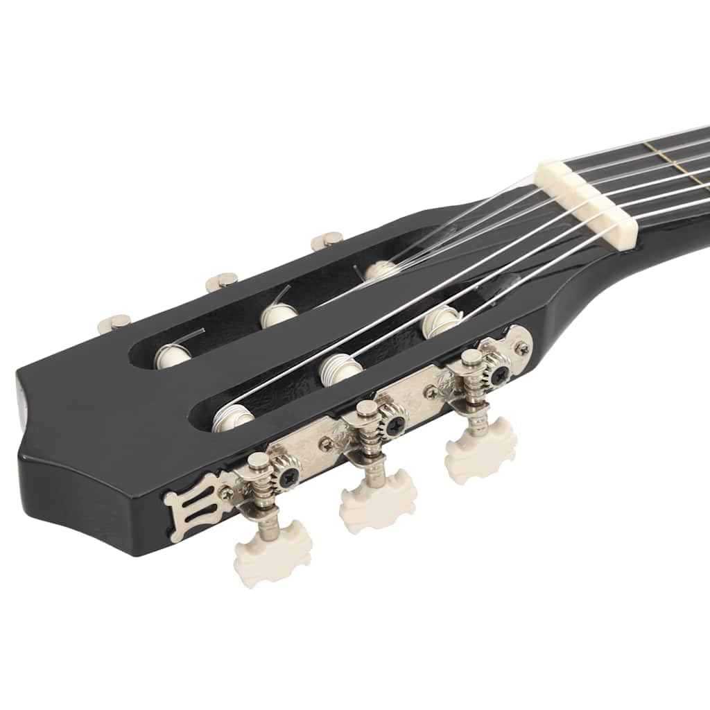 vidaXL 12-tlg Westerngitarre Set 38" Schwarz Akustische Gitarre 6 Saiten