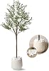 Artificial Olive Tree with Pot White Stones and Fruits, 5ft Tall Olive Trees Artificial Indoor Silk Trees for Home Decor Indoor Potted Faux Olive Tree Large Artificial Plants Indoor Fake Olive Tree