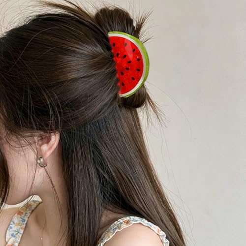 Pinza para cabello diseño sandía acrílico miniatura 3