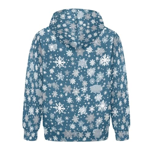 Kids Hoodies Sweaters Christmas Xmas Snowflake Hooded Sweatshirts with Big Pockets for Boys Girls B04003872