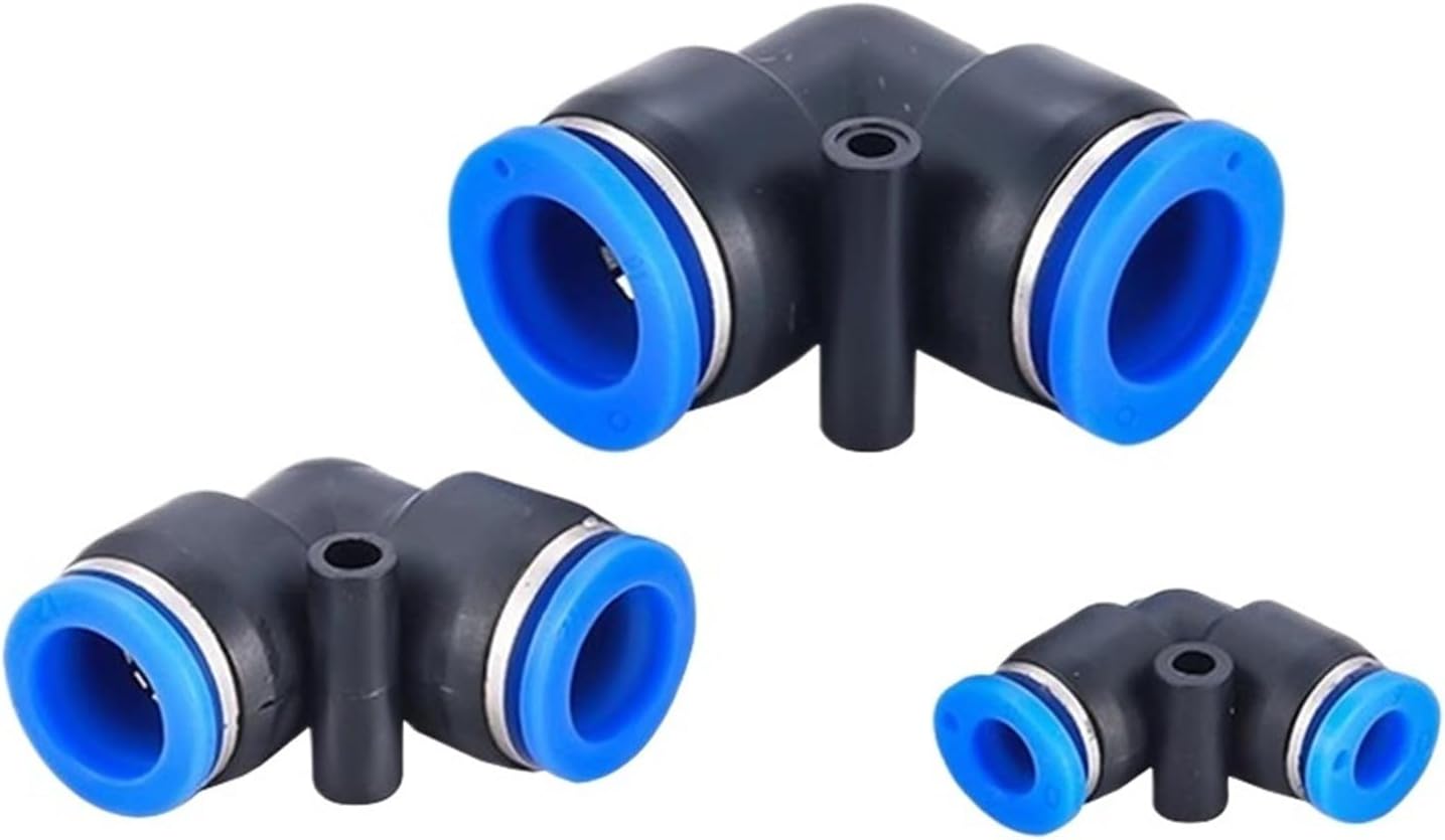 10pcs PV 4mm 6mm 8mm 10mm 12mm Tube 90 Degree Equal Union Elbow Air Pneumatic Push in Connector Quick Connection Fitting(PV-4,50 PCS)