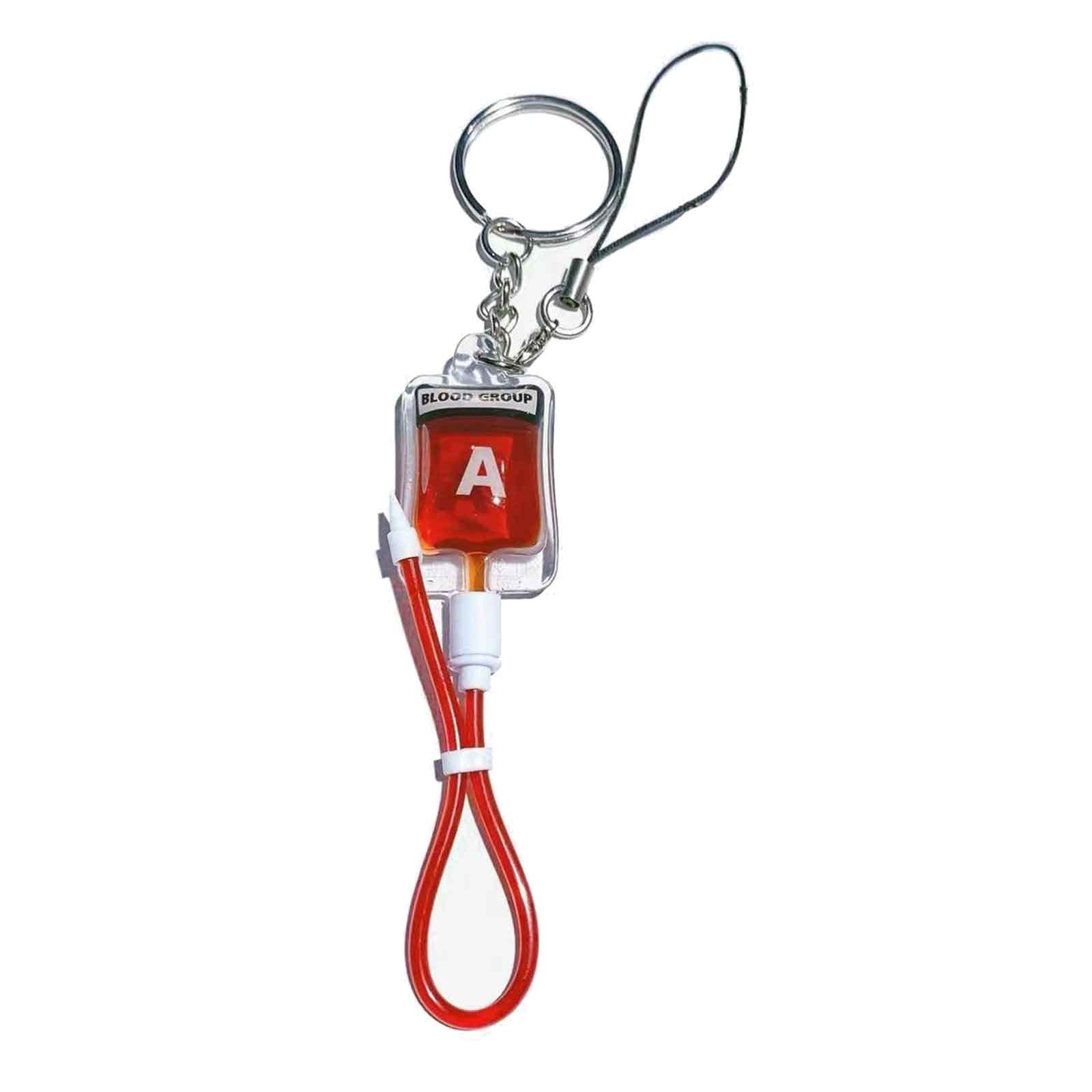 ZEPFJHE Novelty Blood Pack Keychains Holder Pendants Keychain Keyrings for Keybag Handmade Halloween Party Jewelry